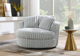 Side profile of the contemporary lounger highlighting the low-profile swivel base.