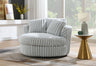 Side profile of the contemporary lounger highlighting the low-profile swivel base.