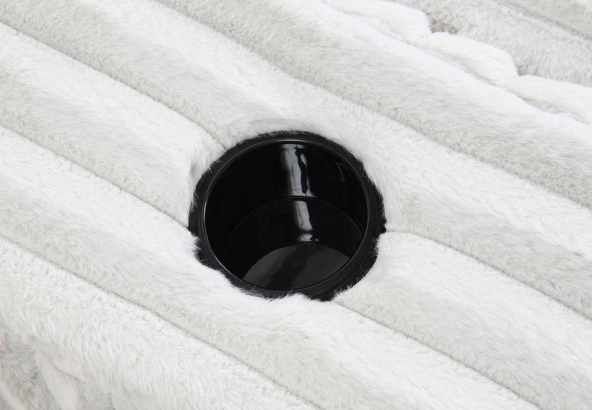 Texture view of the high-quality white textile on the Luna Ribbed Chaise Lounge Chair.