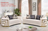 FOAK Ryan matching velvet loveseat with plush cushions and contemporary gold metal detailing