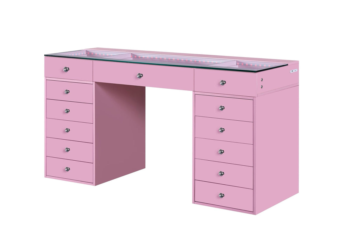 Close-up of smooth-glide drawer hardware and interior storage space