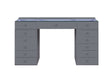 Front view of Eva Vanity Desk with illuminated LED mirror and storage drawers