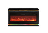 Close-up of the electric fireplace insert with realistic firewood heater and multi-color lighting.