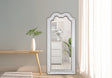 Front view of the Nini LED wall mirror with integrated crystal accents and glowing light strips.