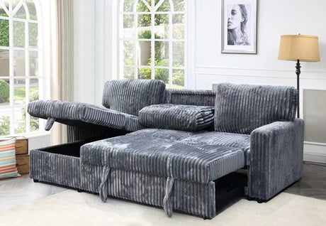 Queens L-Shaped Sectional Sofa in White Ribbed Upholstery