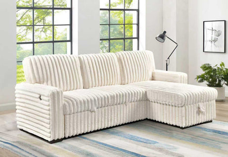 Side profile of the FOAK Queens L-shaped ribbed sofa