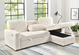 Full view of the FOAK Queens white sectional in a minimalist lounge