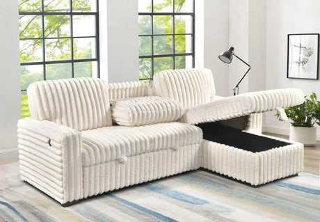 Full view of the FOAK Queens white sectional in a minimalist lounge