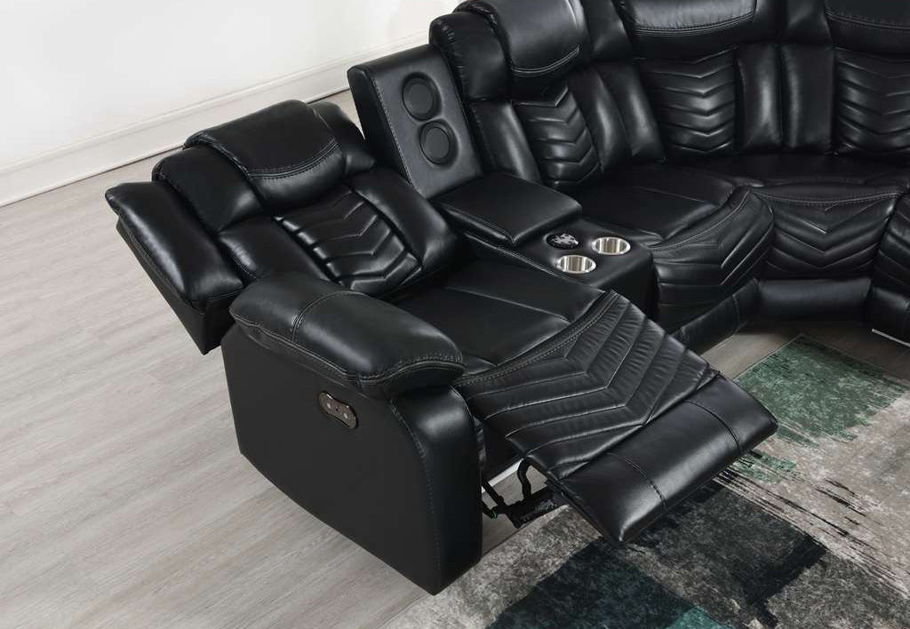 Ruiz black leather seating for home entertainment rooms
