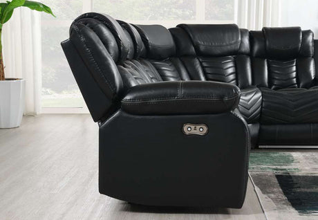 Ruiz black leather sofa with blue light accents