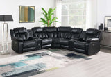 Durable black leather finish on Ruiz sectional set