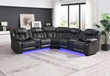 FOAK reclining sectional sofa in black leather