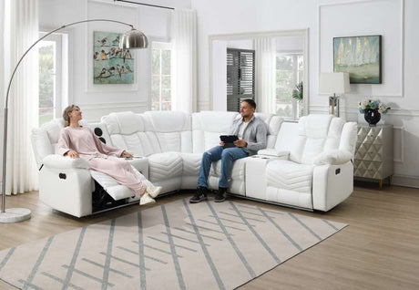 Ruiz reclining sectional shown in a home theater setting with LED lights on