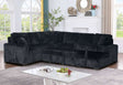 Maxy Black Corduroy Sectional Sofa front view in modern living room