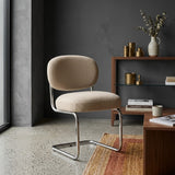Becky Performance Chenille Accent Chair with Chrome Cantilever Base - Modern Minimalist Living Room Seating