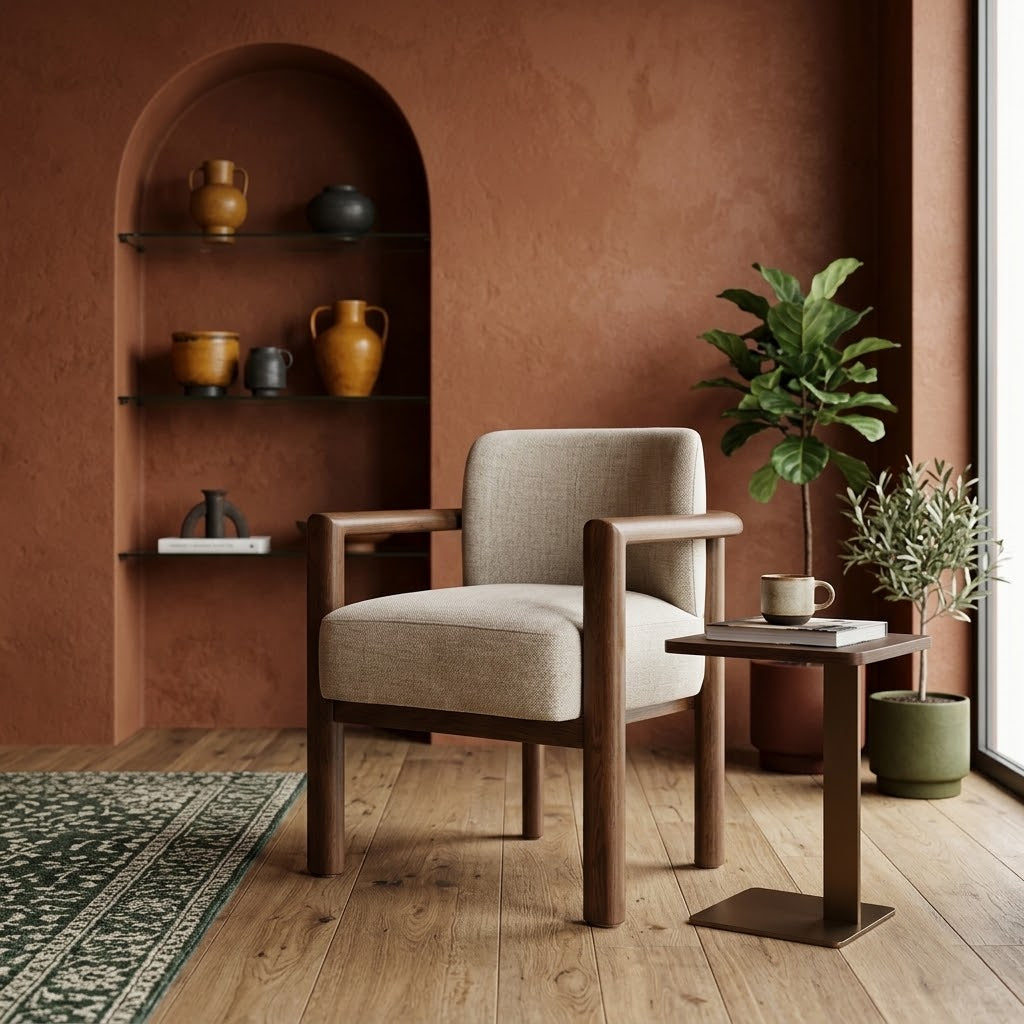 Irma Textured Performance Velvet Dining Chair with Solid Wood Frame - Modern Architectural Dining Seating