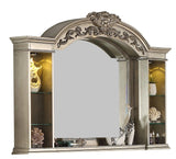 Luxurious Traditional Silver Ornate 5-Piece King Platinum Bedroom Furniture Set