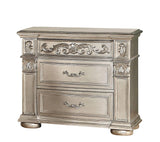 Luxurious Traditional Silver Ornate 5-Piece King Platinum Bedroom Furniture Set