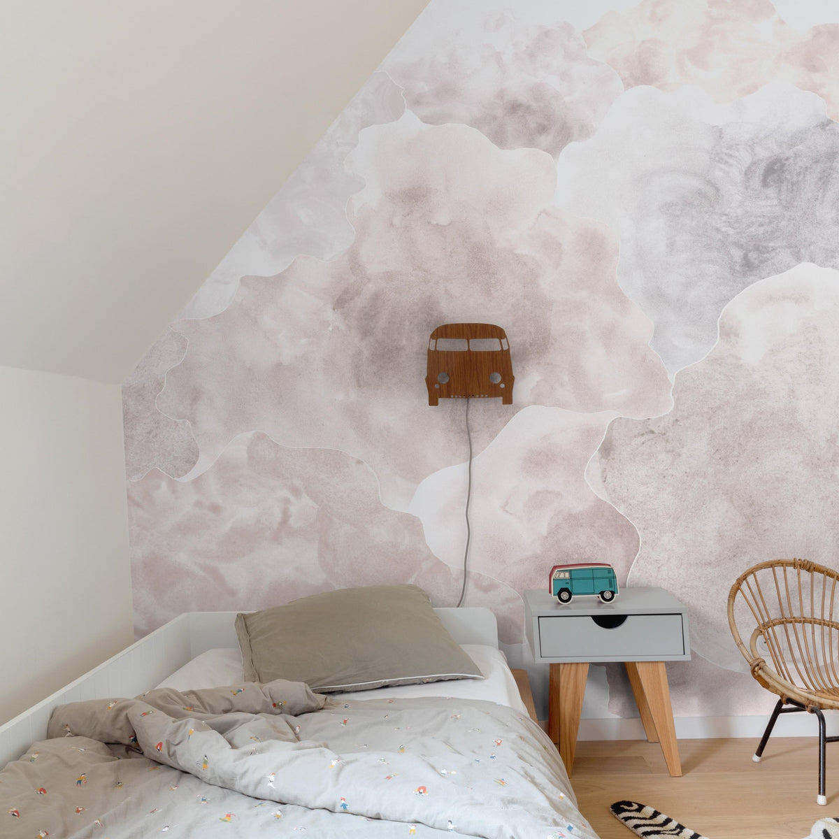 Day Dreamers Heaven Wall Mural - Non-Woven, Paste the Wall in Pink