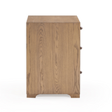 Laurentis 23.5" Light Taupe Suede and Wood 3-Drawer Nightstand - View 6