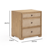 Laurentis 23.5" Light Taupe Suede and Wood 3-Drawer Nightstand - View 8