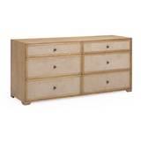 Laurentis 64" Light Taupe Suede and Wood 6-Drawer Dresser - View 4