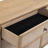 Laurentis 64" Light Taupe Suede and Wood 6-Drawer Dresser - View 6