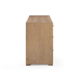 Laurentis 64" Light Taupe Suede and Wood 6-Drawer Dresser - View 7