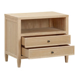 Bristol Park 30" Whitewashed Oak Wood 2-Drawer Nightstand