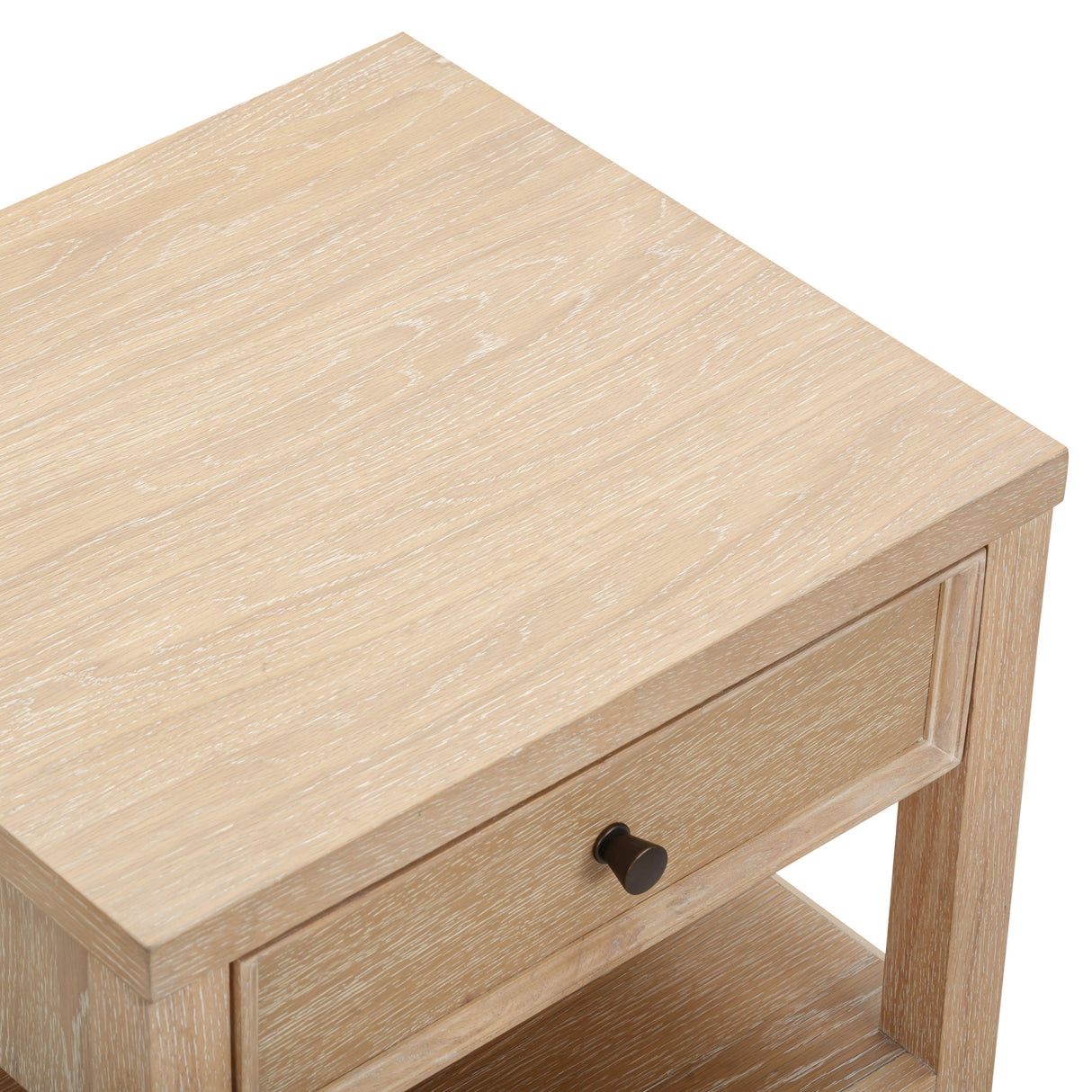 Bristol Park 20" Whitewashed Oak Wood 2-Drawer Nightstand