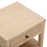 Bristol Park 20" Whitewashed Oak Wood 2-Drawer Nightstand