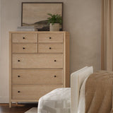 Bristol Park 40" Whitewashed Oak Wood 7-Drawer Chest