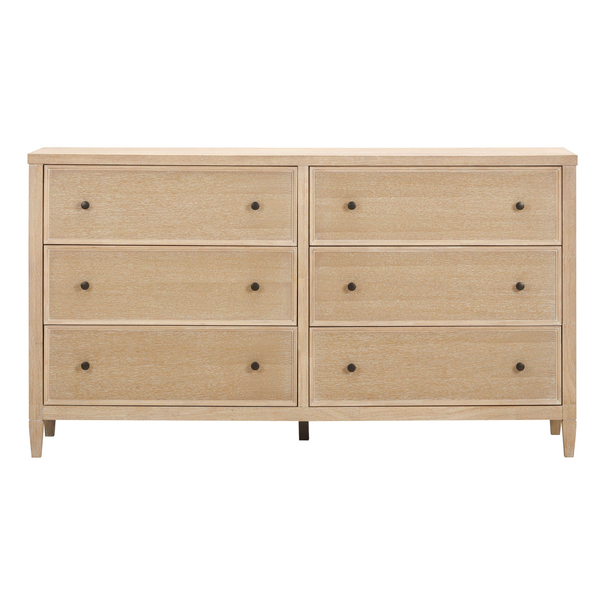 Bristol Park 62" Whitewashed Oak Wood 6-Drawer Dresser