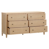 Bristol Park 62" Whitewashed Oak Wood 6-Drawer Dresser