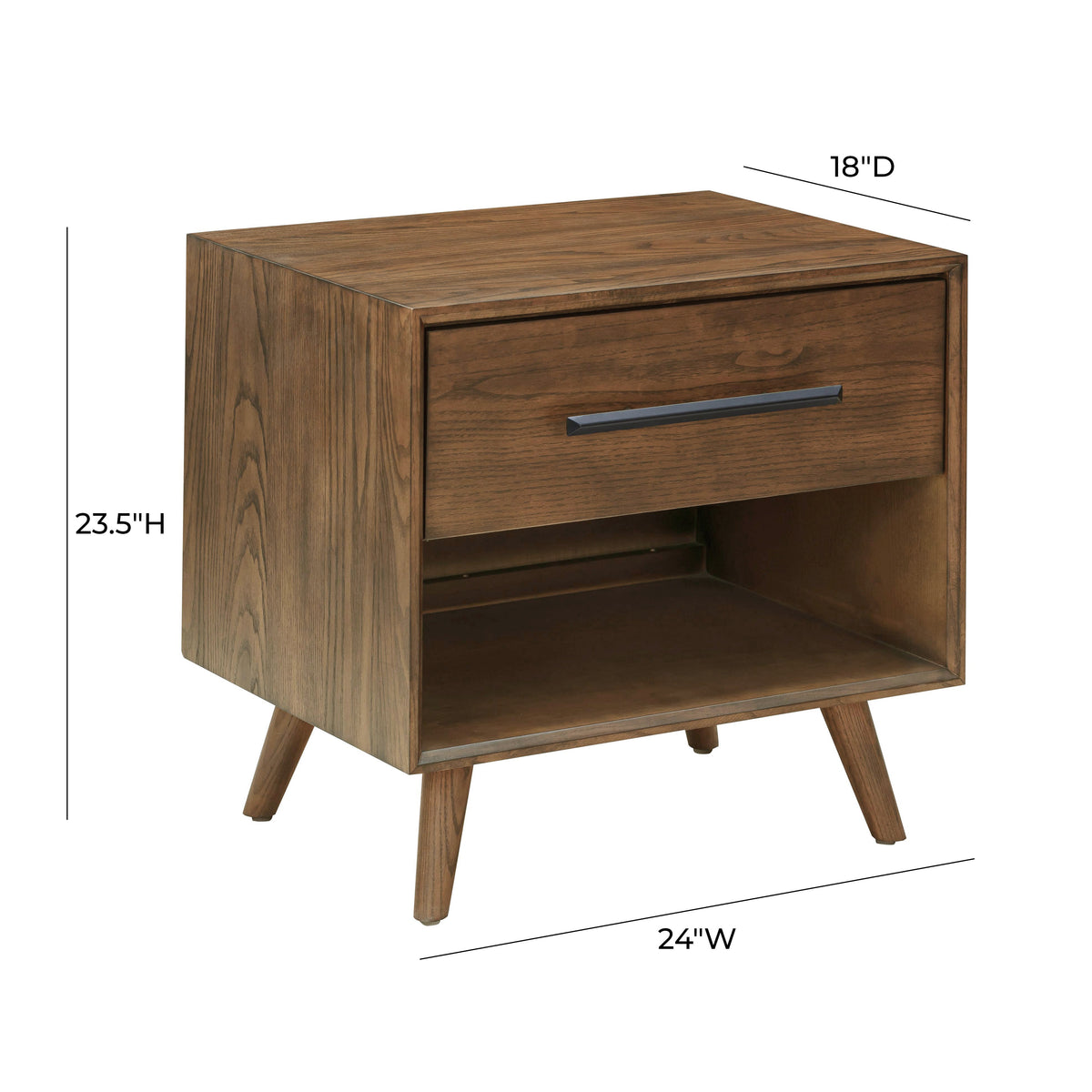 Emery 24" Walnut 1-Drawer Nightstand - View 8
