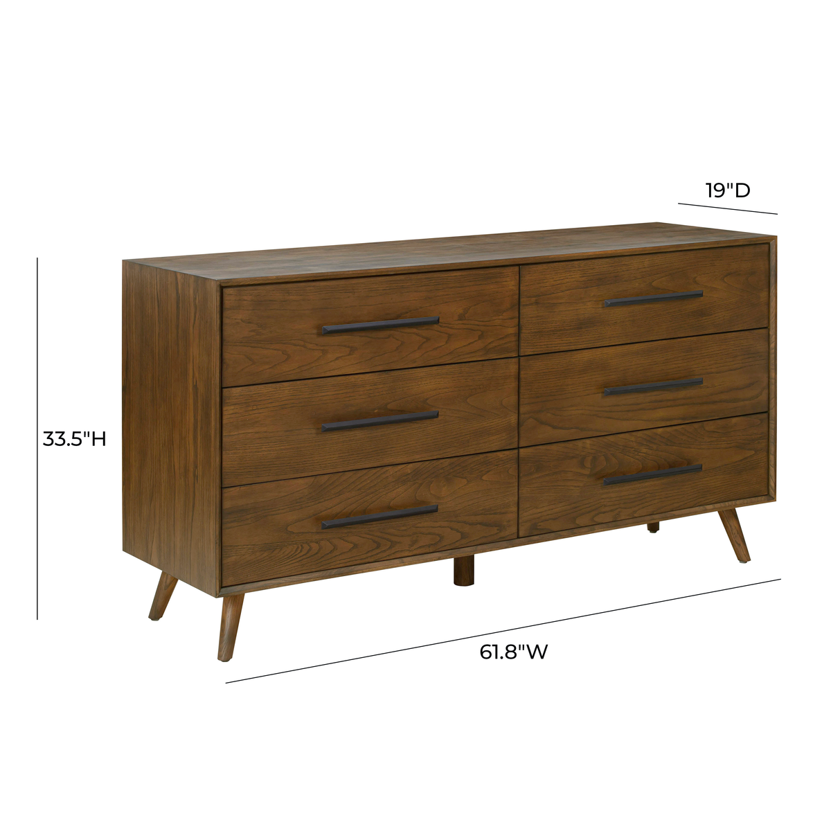 Emery 62" Walnut 6-Drawer Dresser - View 8
