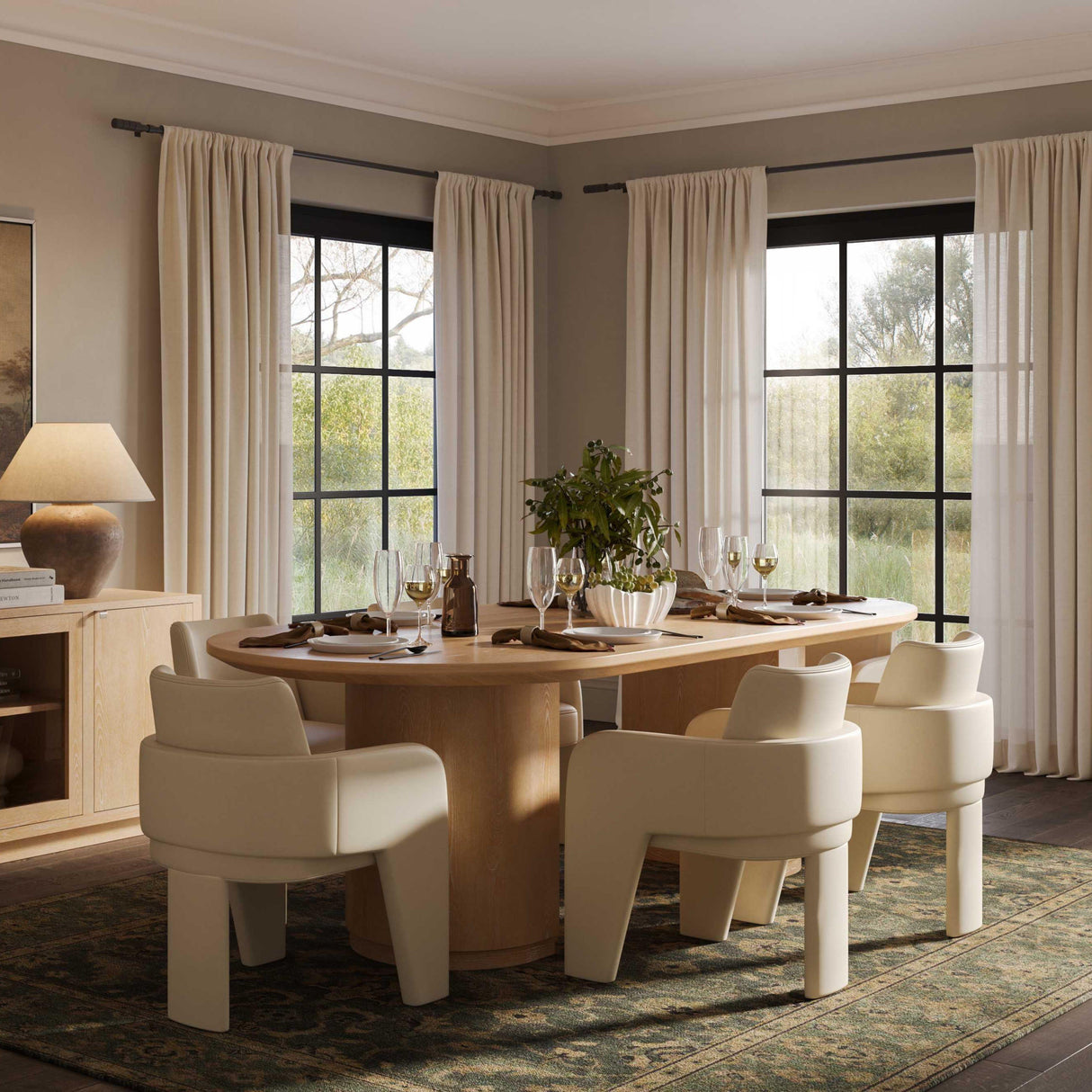 Marlow 102" Wood Oval Dining Table