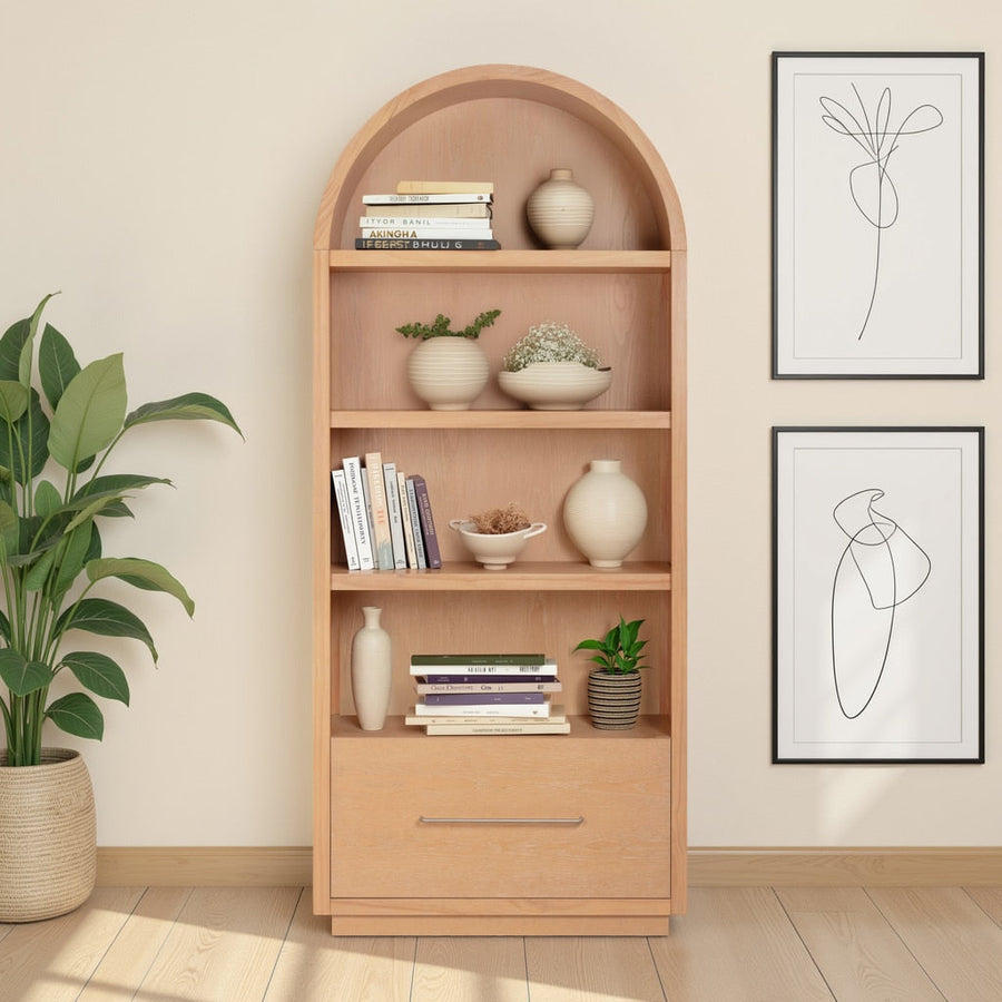 Marlow Wood Bookcase With File Drawer