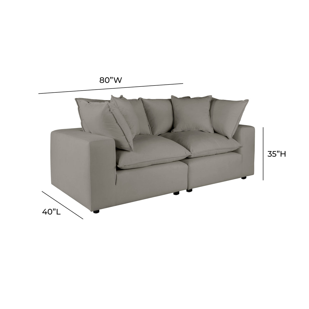 Cali 80" Performance Fabric Modular Loveseat