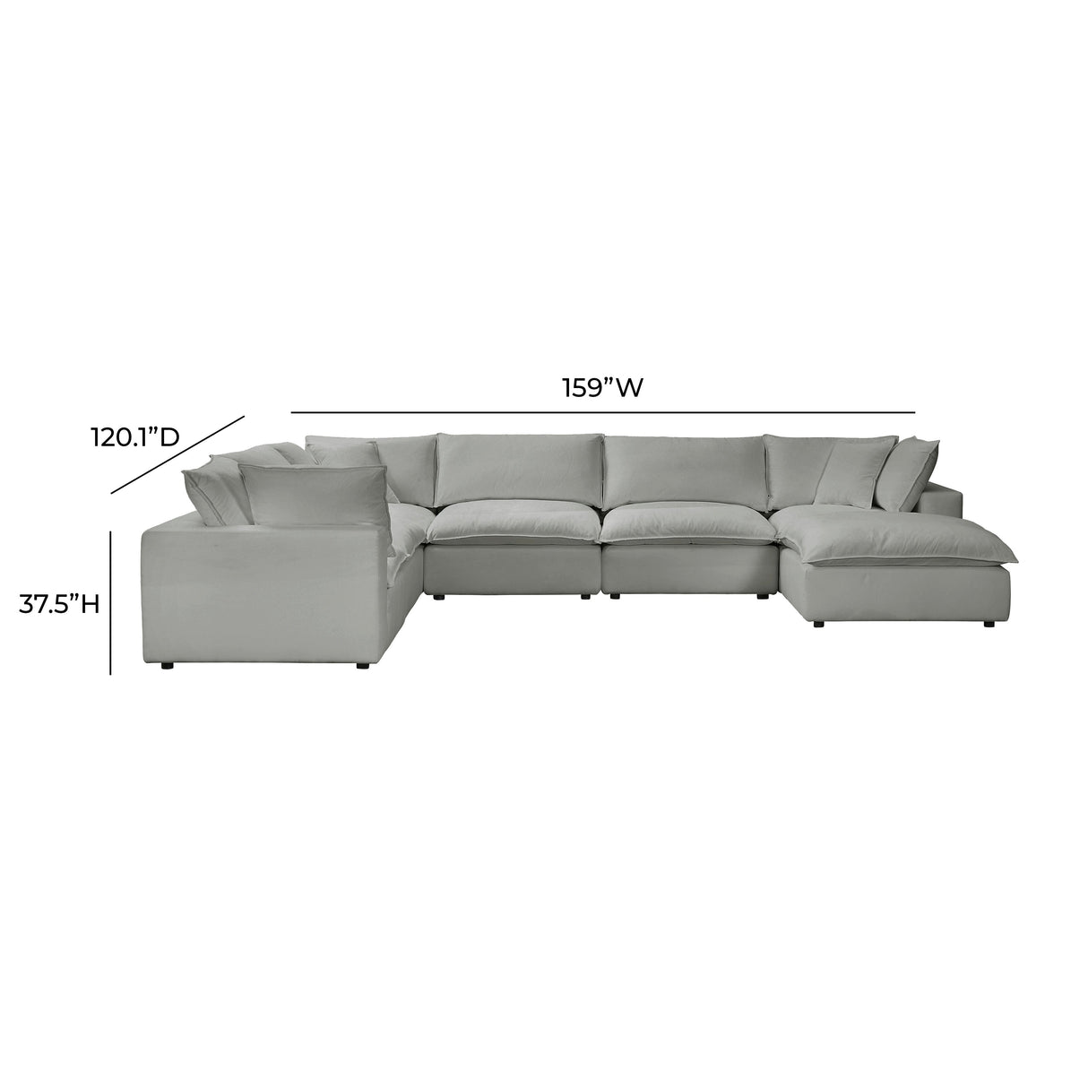 Cali 7-Piece Performance Fabric Modular Large Chaise Sectional