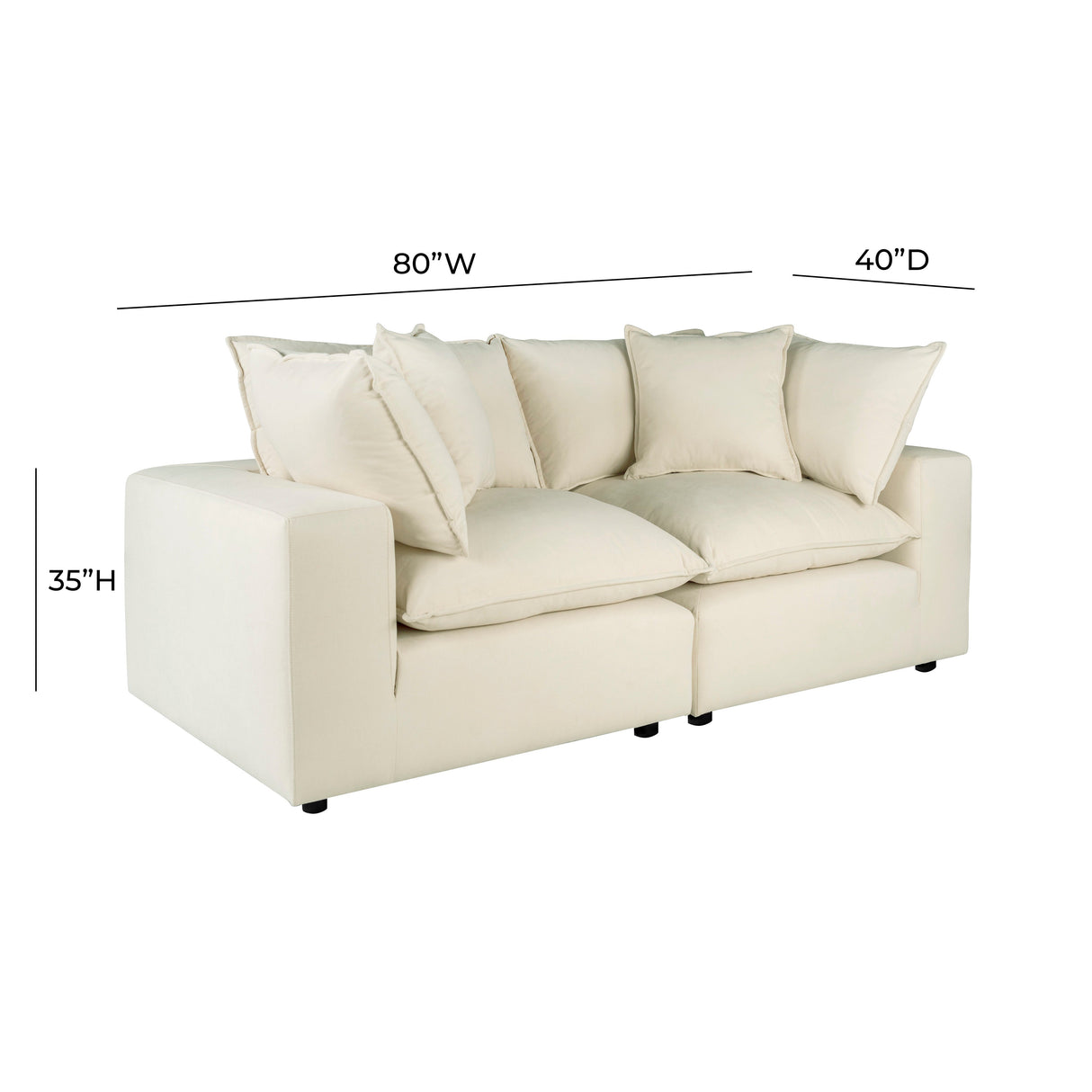 Cali 80" Performance Fabric Modular Loveseat