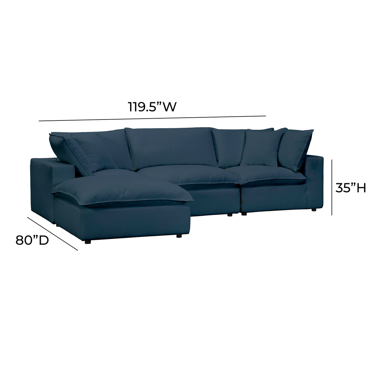 Cali 4-Piece Performance Fabric Modular Sectional