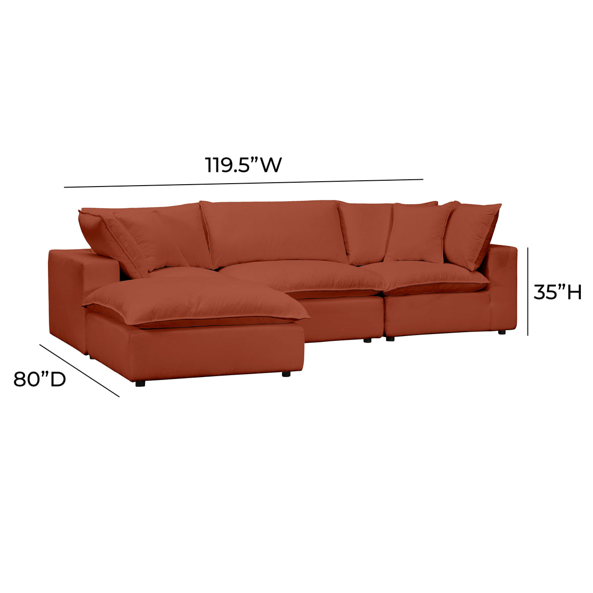 Cali 4-Piece Performance Fabric Modular Sectional