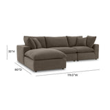 Cali 4-Piece Chocolate Brown Performance Velvet Sectional