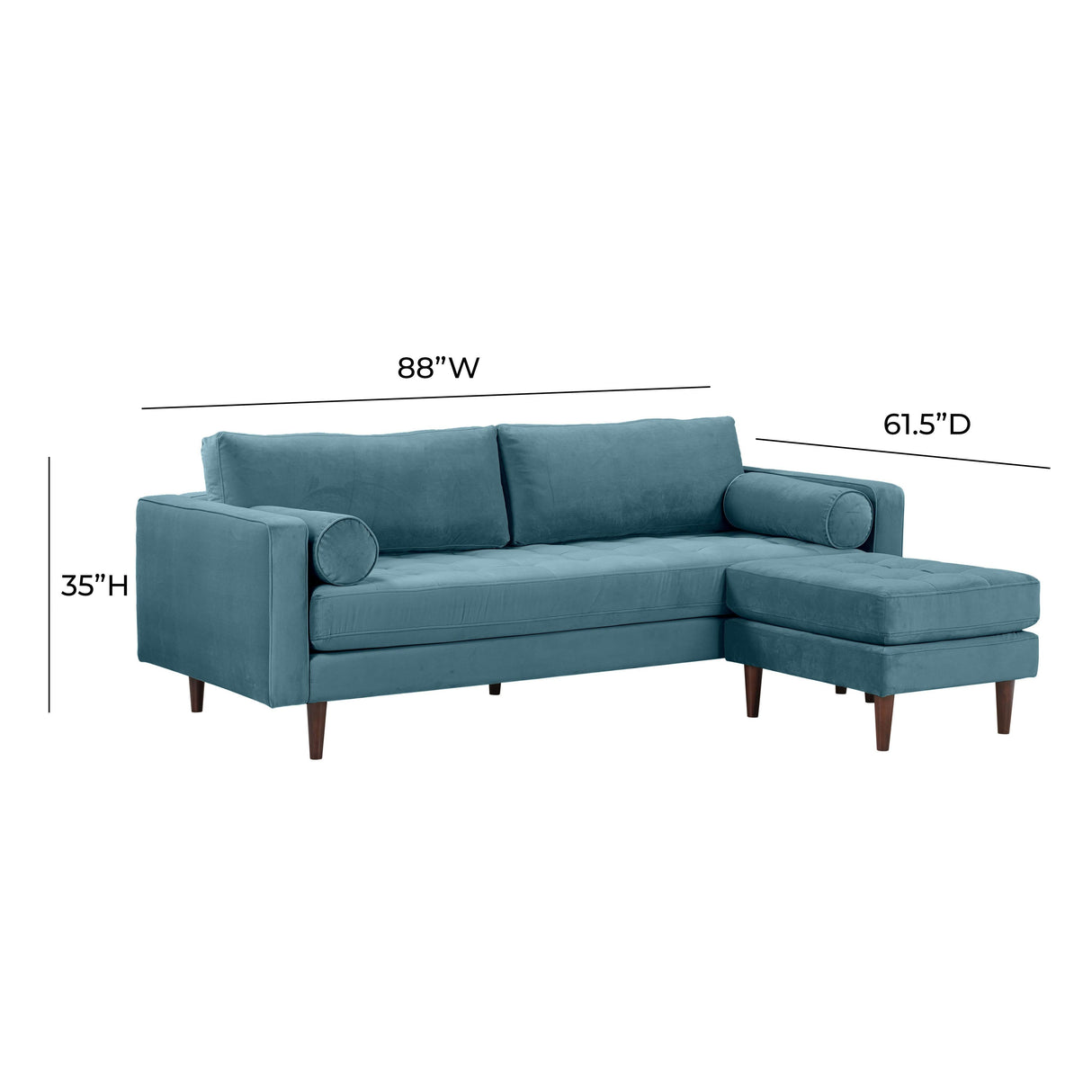 Cave 2-Piece Velvet Sectional
