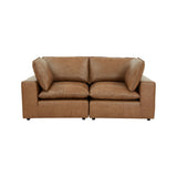 Cali 80" Brown Leather Modular Loveseat
