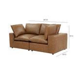 Cali 80" Brown Leather Modular Loveseat