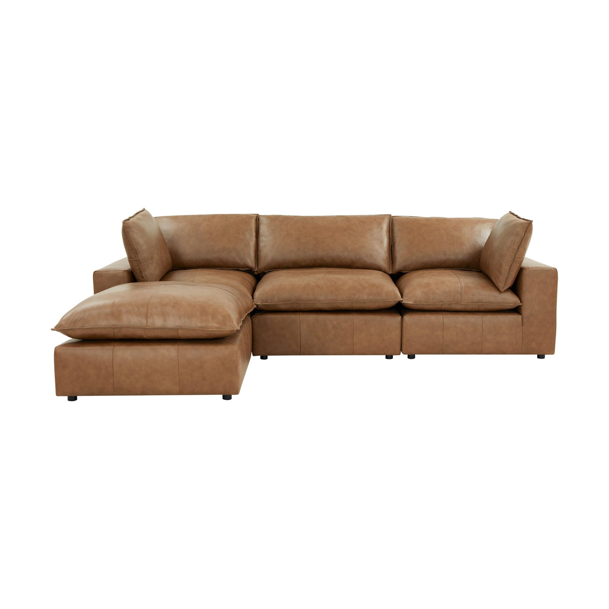 Cali 4-Piece Brown Leather Modular Sectional