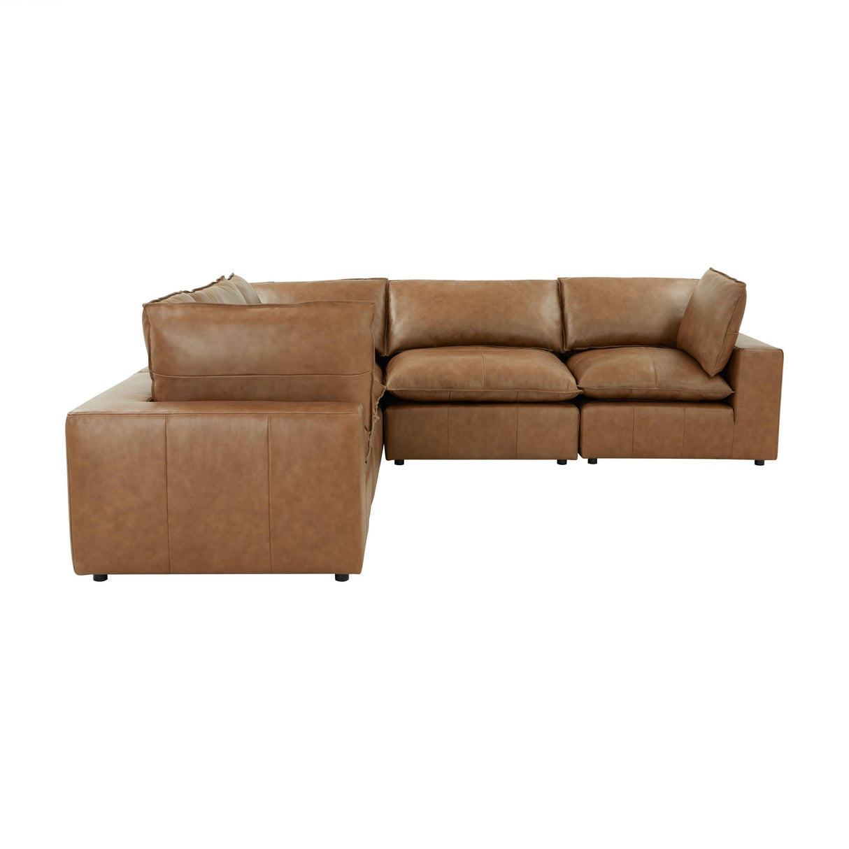 Cali 5-Piece Brown Leather Modular L-Sectional