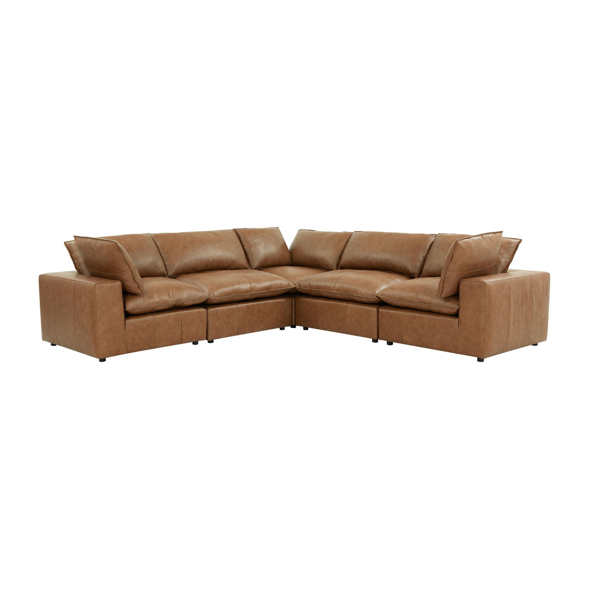 Cali 5-Piece Brown Leather Modular L-Sectional
